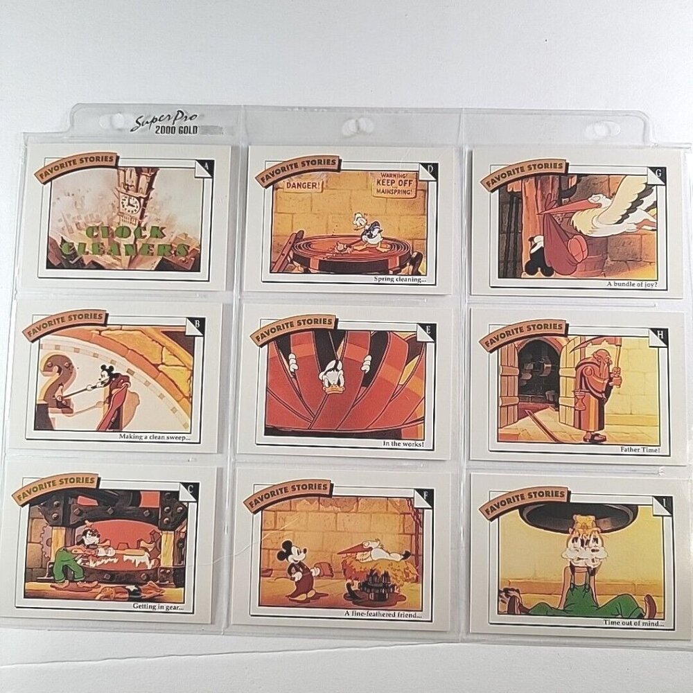 1991 Disney Clock Cleaners Impel Marketing 9 Card Story  2 Sided Orgin. 1937 NM